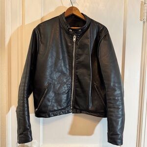 Vintage Vanson Black Leather Motorcycle Jacket Bikercore Moto Racing size 44